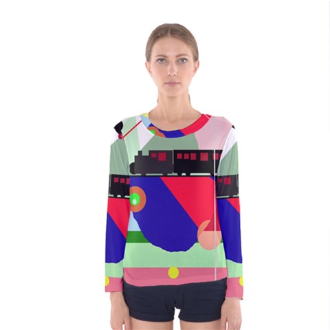 Abstract Train Women s Long Sleeve Tee by Valentinaart