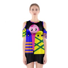 Three Monsters Cutout Shoulder Dress