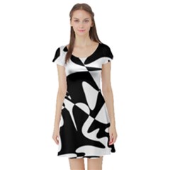 Black And White Elegant Pattern Short Sleeve Skater Dress by Valentinaart