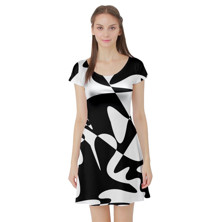 Black and white elegant pattern Short Sleeve Skater Dress