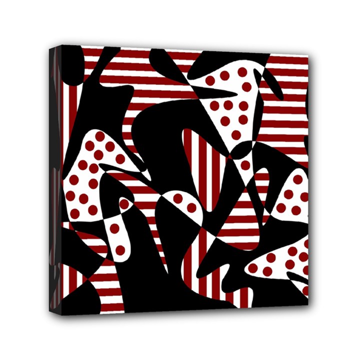 Red, black and white abstraction Mini Canvas 6  x 6 