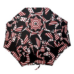 Red, Black And White Abstraction Folding Umbrellas