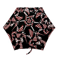 Red, Black And White Abstraction Mini Folding Umbrellas by Valentinaart