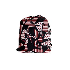 Red, Black And White Abstraction Drawstring Pouches (medium)  by Valentinaart