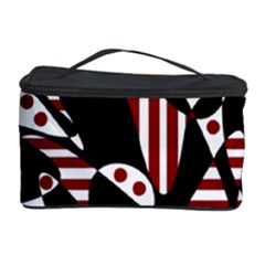 Red, Black And White Abstraction Cosmetic Storage Case by Valentinaart