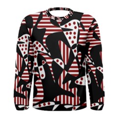 Red, Black And White Abstraction Men s Long Sleeve Tee by Valentinaart