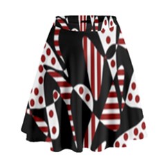 Red, Black And White Abstraction High Waist Skirt