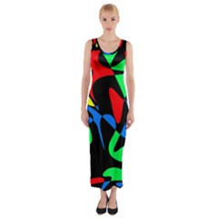 Colorful Abstraction Fitted Maxi Dress