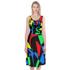 Colorful Abstraction Midi Sleeveless Dress