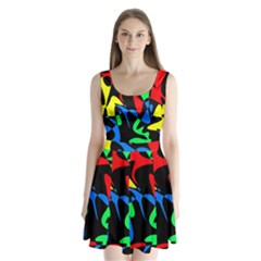 Colorful Abstraction Split Back Mini Dress 