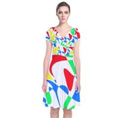 Colorful abstraction Short Sleeve Front Wrap Dress