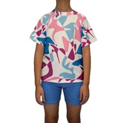 Blue, Pink And Purple Pattern Kid s Short Sleeve Swimwear