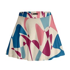 Blue, Pink And Purple Pattern Mini Flare Skirt