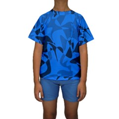 Blue Pattern Kid s Short Sleeve Swimwear