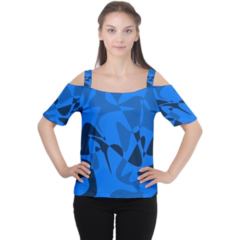 Blue Pattern Women s Cutout Shoulder Tee by Valentinaart