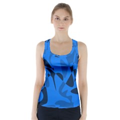 Blue Pattern Racer Back Sports Top