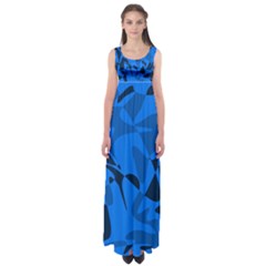 Blue Pattern Empire Waist Maxi Dress