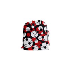 Red, Black And White Pattern Drawstring Pouches (xs) 