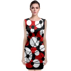 Red, Black And White Pattern Classic Sleeveless Midi Dress