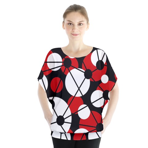 Red, Black And White Pattern Blouse by Valentinaart