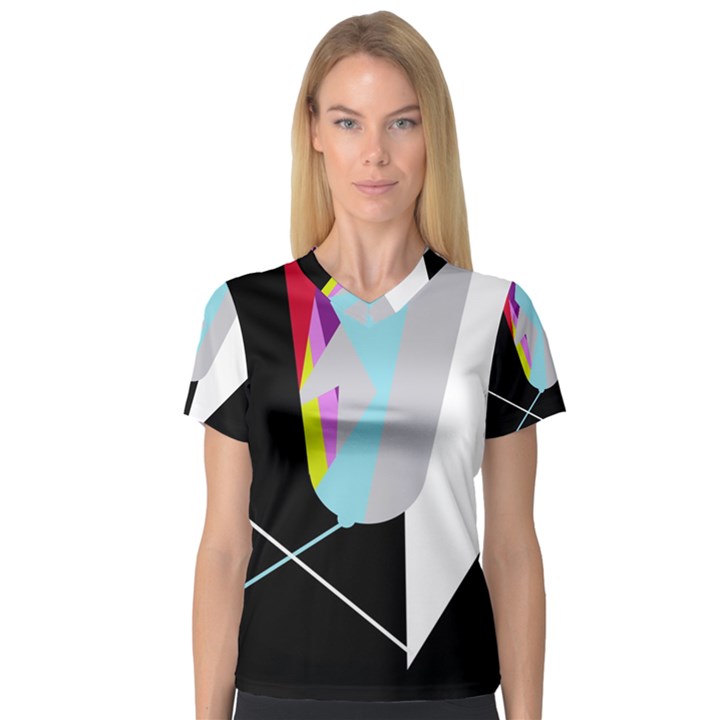 Colorful abstraction Women s V-Neck Sport Mesh Tee