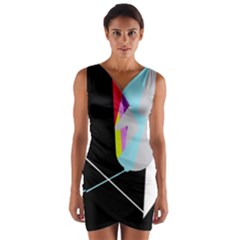 Colorful Abstraction Wrap Front Bodycon Dress