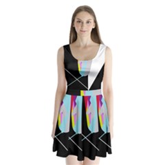 Colorful Abstraction Split Back Mini Dress 