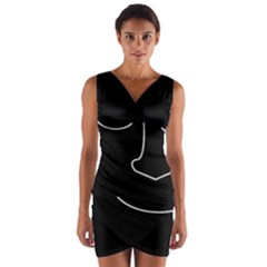 Sleeping Face Wrap Front Bodycon Dress