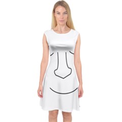 Sleeping Face Capsleeve Midi Dress