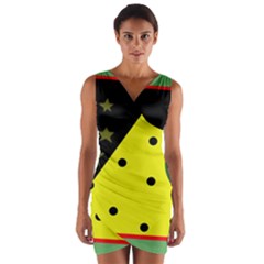 Abstract Design Wrap Front Bodycon Dress