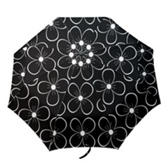 Black And White Floral Pattern Folding Umbrellas