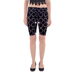 Black And White Floral Pattern Yoga Cropped Leggings