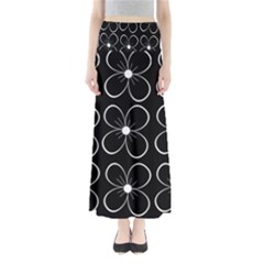 Black And White Floral Pattern Maxi Skirts by Valentinaart