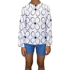 White Flowers Pattern Kid s Long Sleeve Swimwear