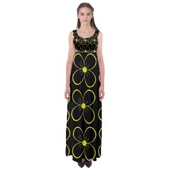 Yellow Flowers Empire Waist Maxi Dress