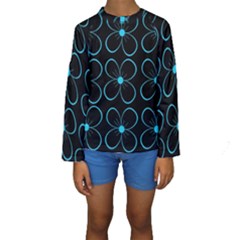 Blue Flowers Kid s Long Sleeve Swimwear