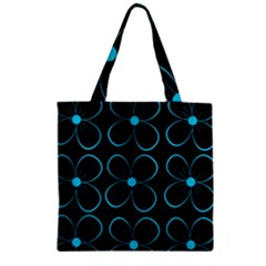 Blue Flowers Zipper Grocery Tote Bag by Valentinaart