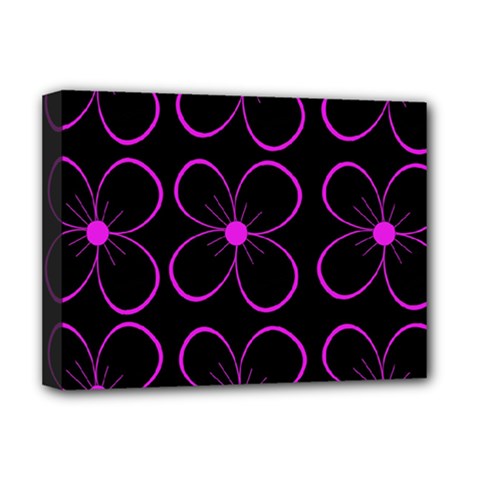 Purple Floral Pattern Deluxe Canvas 16  X 12   by Valentinaart