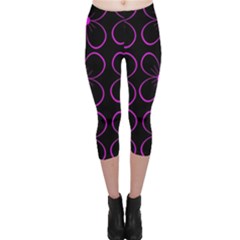 Purple Floral Pattern Capri Leggings  by Valentinaart