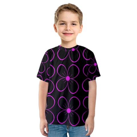 Purple Floral Pattern Kid s Sport Mesh Tee by Valentinaart