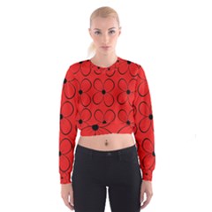 Red Floral Pattern Women s Cropped Sweatshirt by Valentinaart