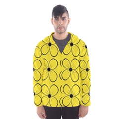 Yellow Floral Pattern Hooded Wind Breaker (men) by Valentinaart