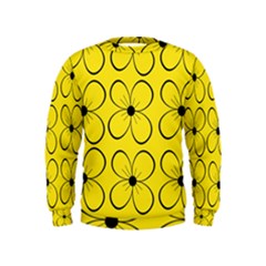 Yellow Floral Pattern Kids  Sweatshirt by Valentinaart