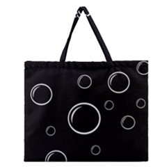 Black And White Bubbles Zipper Large Tote Bag