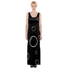 Black And White Bubbles Maxi Thigh Split Dress