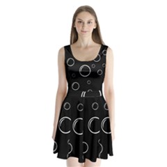 Black And White Bubbles Split Back Mini Dress 