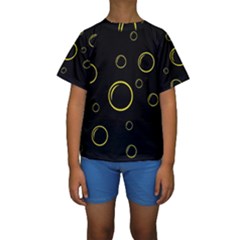 Yellow Bubbles Kid s Short Sleeve Swimwear