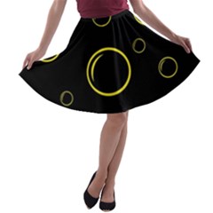 Yellow Bubbles A-line Skater Skirt