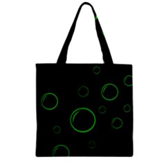 Green Buubles Pattern Zipper Grocery Tote Bag