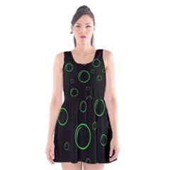 Green Buubles Pattern Scoop Neck Skater Dress